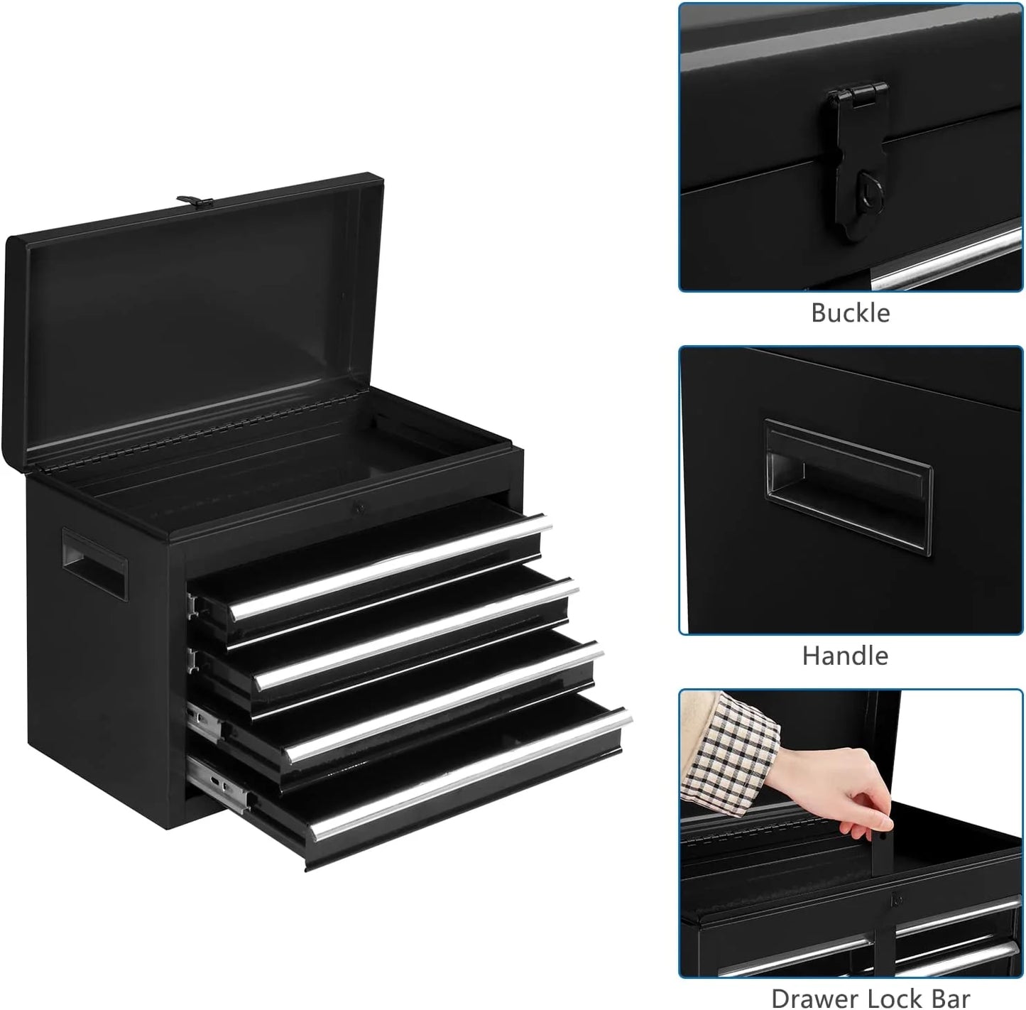 TUFFIOM 5-Drawer Rolling Tool Chest, Tool Storage Cabinet with Adjustable Shelf, Tool Organizer Box