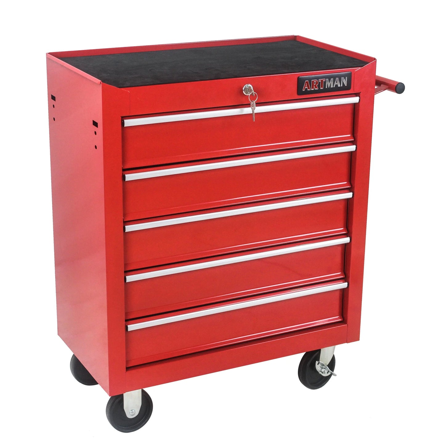 5-Drawer Rolling Tool Chest on Wheels, 24-inch Tool Storage Cabinet with Locking System for Garage Workshop Warehouse Repair Shop, Red