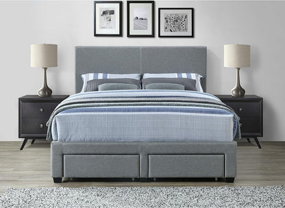 DG Casa Kelly Upholstered Panel Bed Frame with Storage, Queen Size, Gray