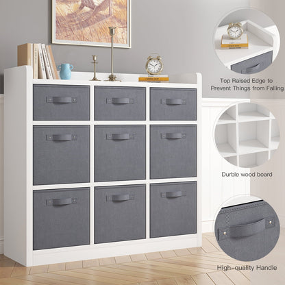 EnHomee 9 Cube Storage Organizer Cubby Storage 9 Cube bookshelf With Bins For Bedroom Livingroom White Cubby Storage for Home, White Finish