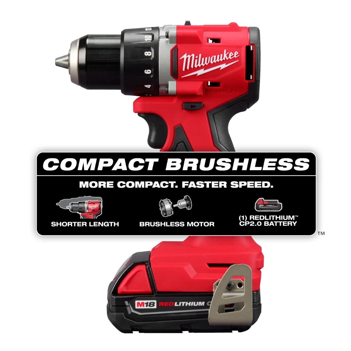 Milwaukee VIPRB-3601-21P 18V, Cordless 5 in Drill Driver, 2 Ah, 550 in lbs 1700 RPM