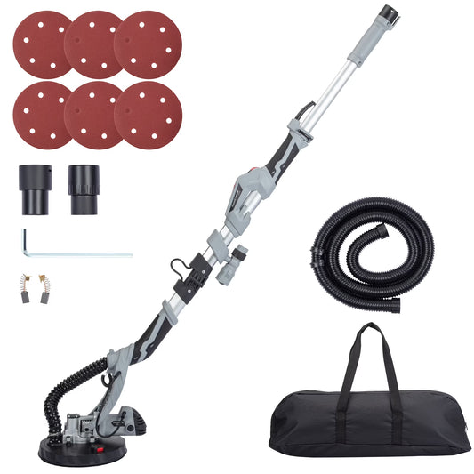 Mescukay 710W Drywall Sander, Electric Drywall Sander with 6 Pcs Sanding Discs, Variable Speed 800-1700RPM with LED Light, Extendable & Folding Handle, Carrying Bag