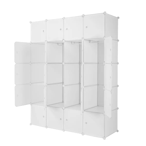 20 Cube Wardrobe Closet Portable Cube Storage with Doors & Hanging Baby Wardrobe Children Cabinet Plastic