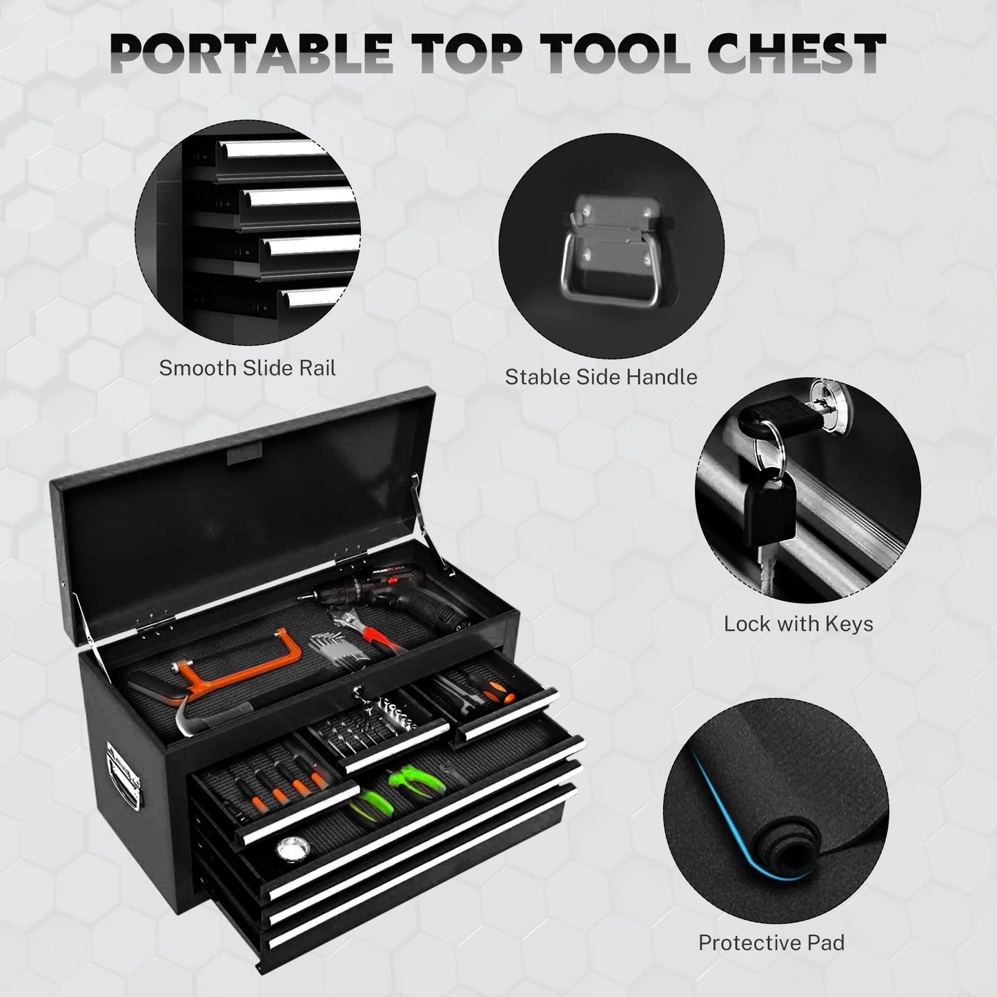 Seizeen 2-IN-1 Tool Chest & Cabinet, Large Capacity 8-Drawer Rolling Tool Box Organizer with Wheels Lockable, Black