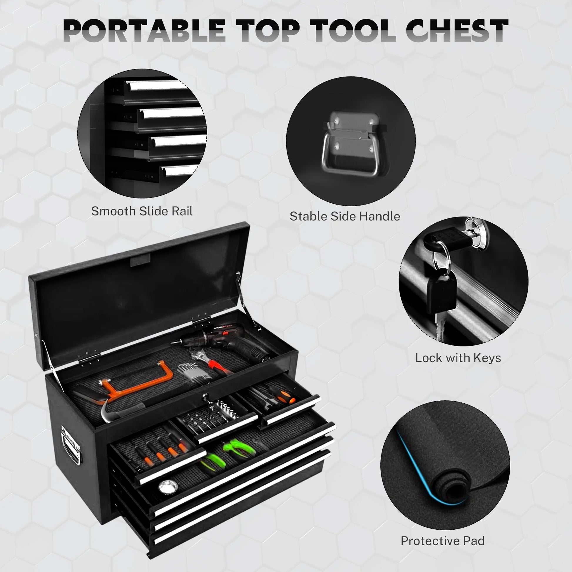 Seizeen 2-IN-1 Tool Chest & Cabinet, Large Capacity 8-Drawer Rolling Tool Box Organizer with Wheels Lockable, Black