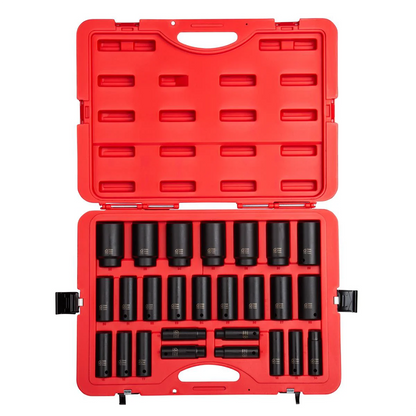 Sunex 2646 26-Piece 1/2" Drive Deep Metric Impact Socket Set