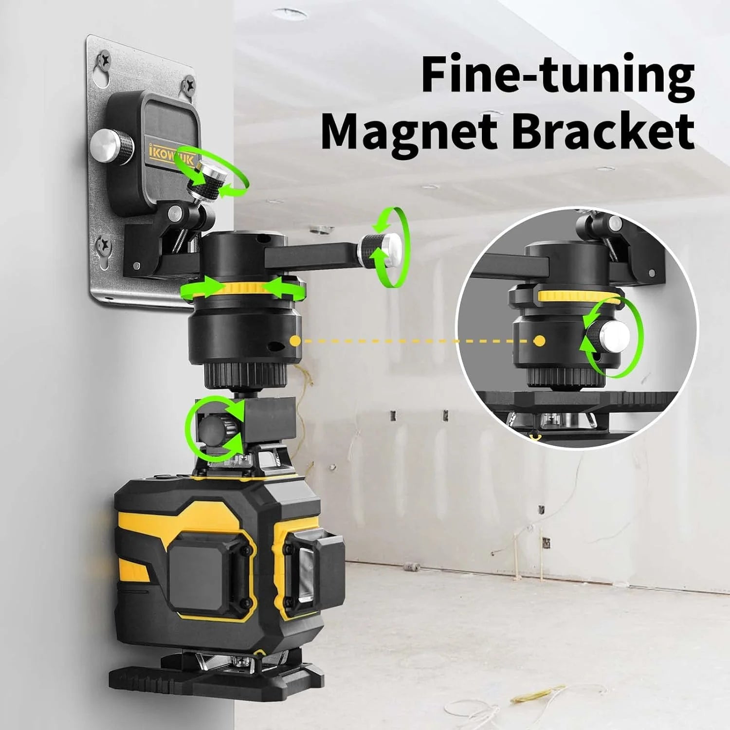 Laser Level, IKOVWUK 3x360? Cross Line Laser for Construction and Picture Hanging, 12 Green Lasers with Self-leveling, 65 ft Vertical & Horizontal Line, Level Tool with 5200 mAh Rechargeable Battery