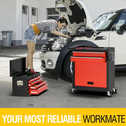 8-Drawer High Capacity Rolling Tool Chest, Removable Cabinet Storage Tool Box with Wheels and Drawers, Detachable Toolbox with Lock for Workshop Mechanics Garage
