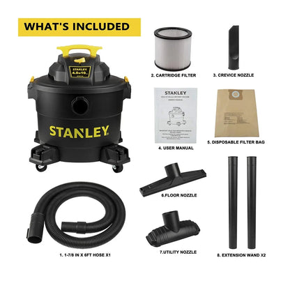 Stanley 10 Gallon 4HP Portable Poly Wet/Dry Vacuum SL18191P