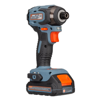 SENIX 20 Volt Max* 2-Piece Cordless Brushless Combo Kit, 1/2-Inch Hammer Drill Driver & 1/4-Inch Impact Driver (2 x Batteries, 1 x Charger and Soft Bag Included) S2K2B2-02