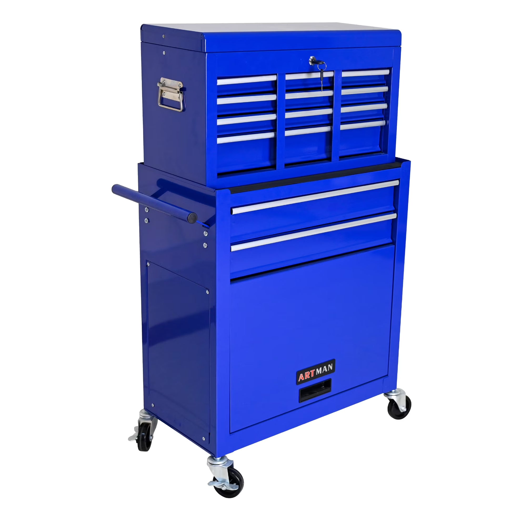 Leuco High Capacity Rolling Tool Chest with Wheels and Drawers, 8-Drawer Tool Storage Cabinet, Heavy-Duty Garage Organizer and Workshop Tool Chest, Red