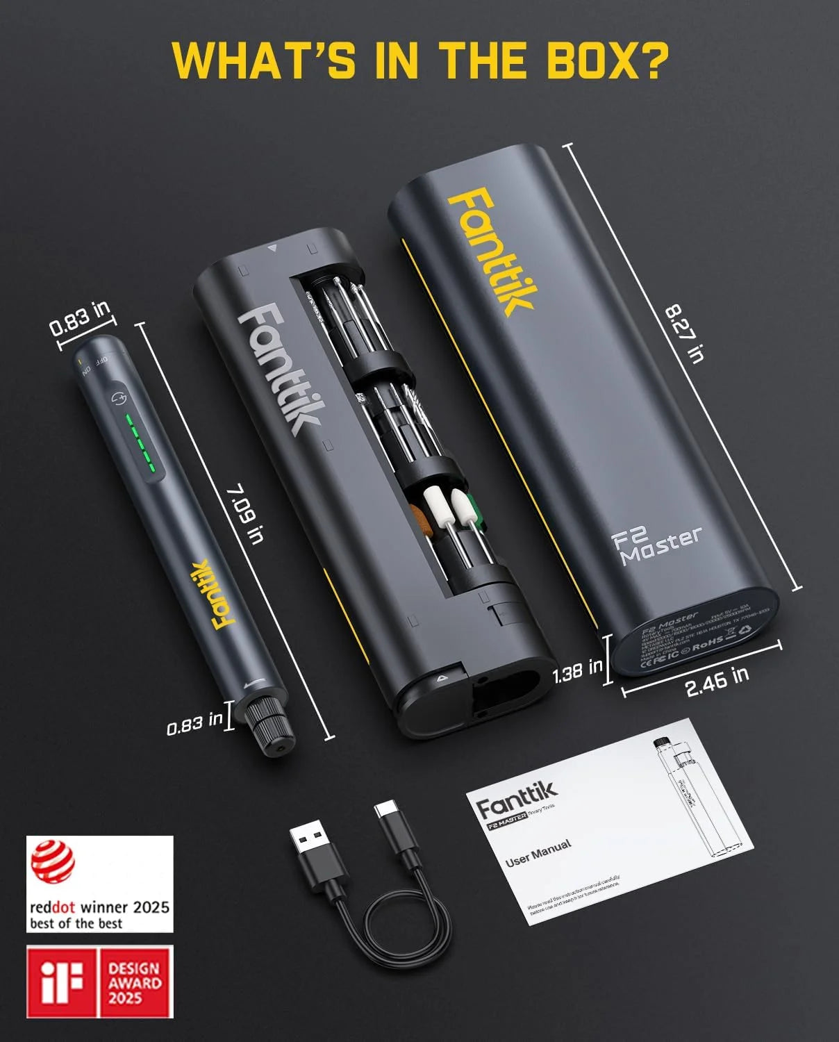 F2 Master Cordless Rotary Tool Kit 4V, 25000 RPM, 5 Speeds, 35 Accessories, Power Tool for , Polishing, Drilling, Carving
