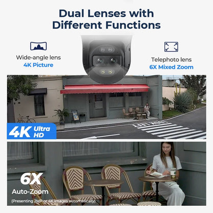 Reolink TrackMix 4K PTZ Auto-Track 8MP Dual-Lens PoE IP Camera,6X Hybrid Zoom,355?Pan& Tilt Outdoor Surveillance