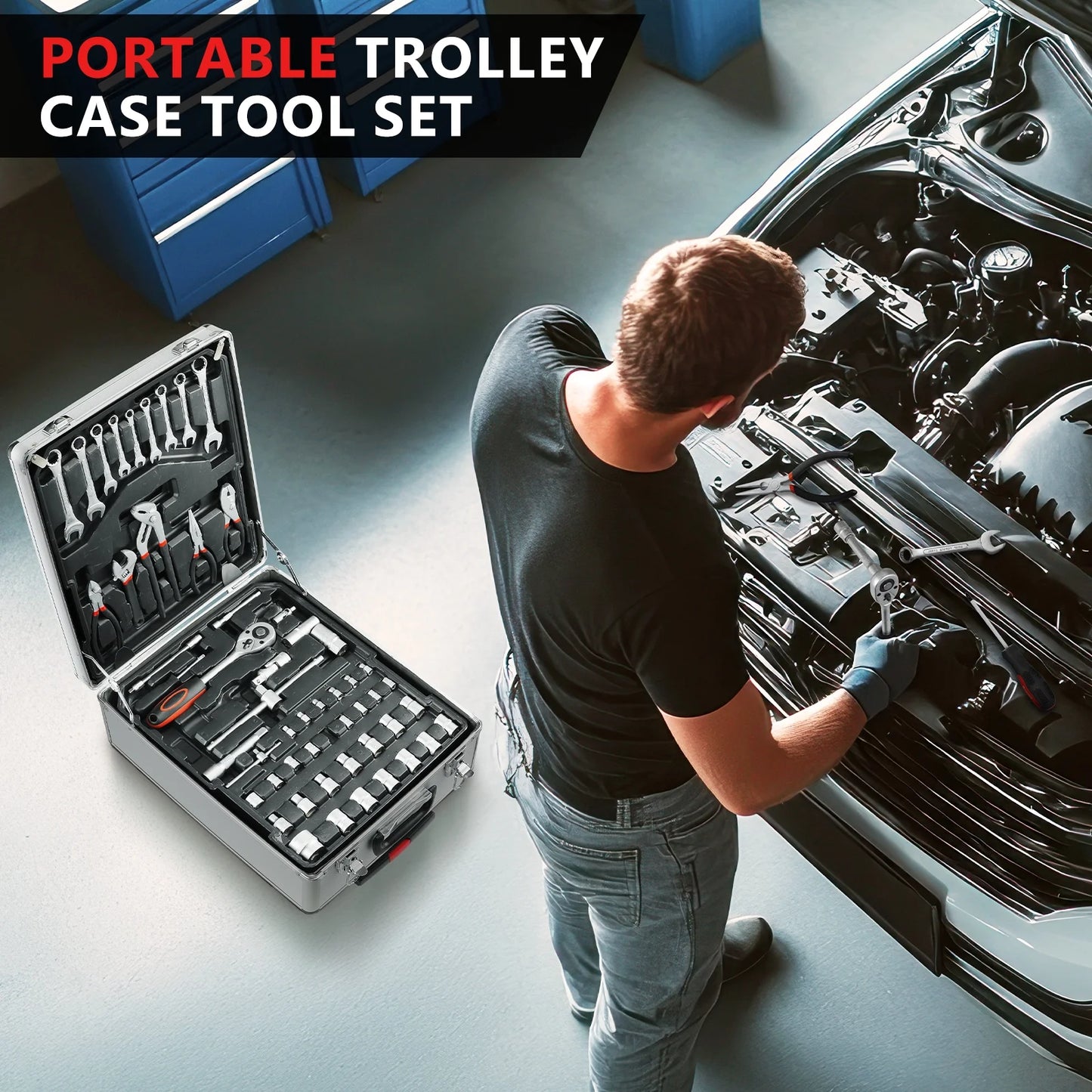TLGREEN 799pcs Mechanic Tool Set with Trolley Case, Complete Household Tool Kit for Home, Automotive, Garage & Dorm