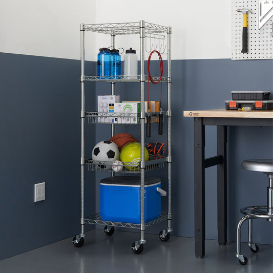 TRINITY EcoStorage 5-Tier NSF Rack w/Sliding Pull-Out Baskets & Wheels