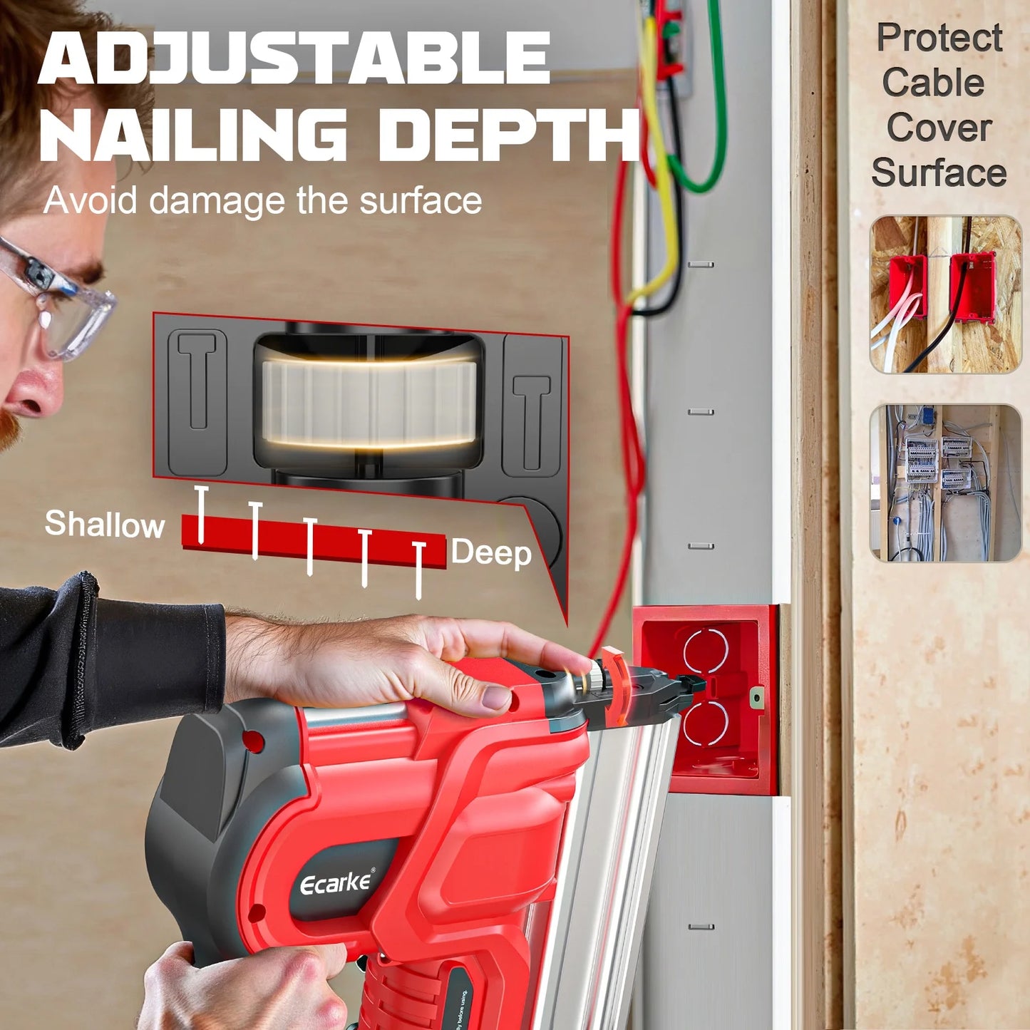 Gauge Electric Nail Gun Compatible with Milwaukee Battery,2 in 1 Cordless Brad Nailer and Stapler with 18GA Nails/Staples,Battery for M18 18V Power,2 Firing Modes for Trim Wood Crafting DIY