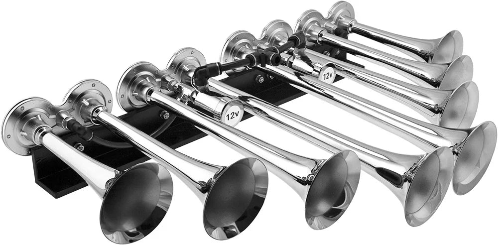 Vixen Horns OCTOPOD Train Horn Kit for Trucks/Car/Semi. Complete Onboard System- 200psi Air Compressor, 3 Gallon Tank, 8 Trumpets. Super Loud dB. Fits Vehicles like Pickup/Jeep/RV 12v VXO8330/8124XC
