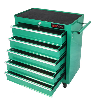 5-Drawer Rolling Tool Chest on Wheels, 24-inch Tool Storage Cabinet with Locking System for Garage Workshop Warehouse Repair Shop, Red