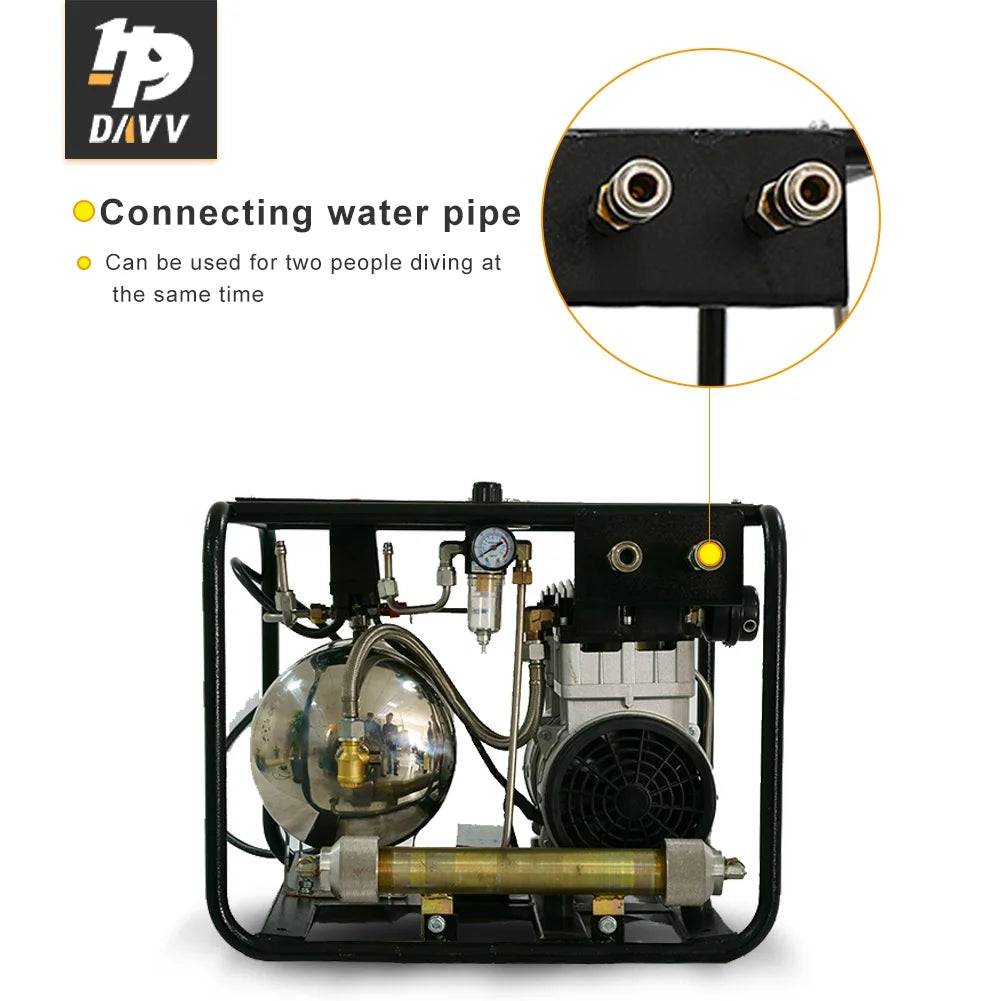 HPDAVV Diving Air Compressor 10V with 50ft Breathing Hose & Scuba Diving Regulator