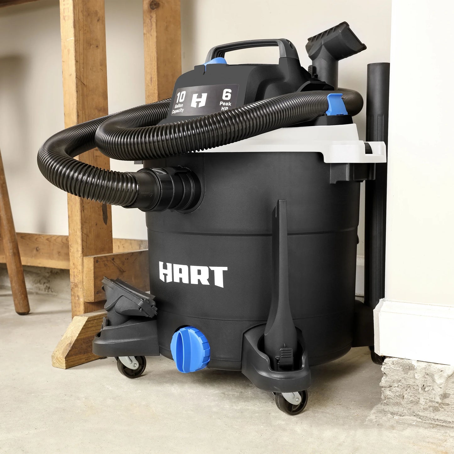 HART 10 Gallon 6 Peak HP Poly Wet/Dry Vacuum, VOC1012PF 3703