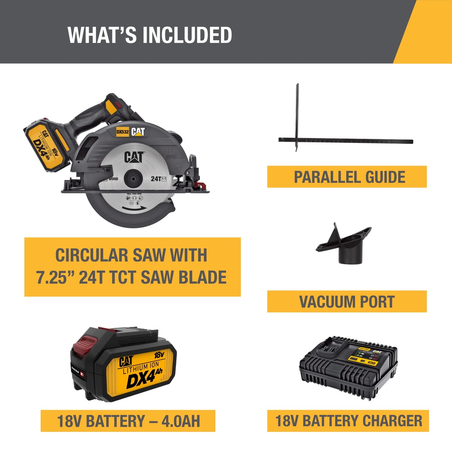 Caterpillar Cat DX532 18V 1 FOR ALL 7-1/4? Cordless Circular Saw with Brushless Motor