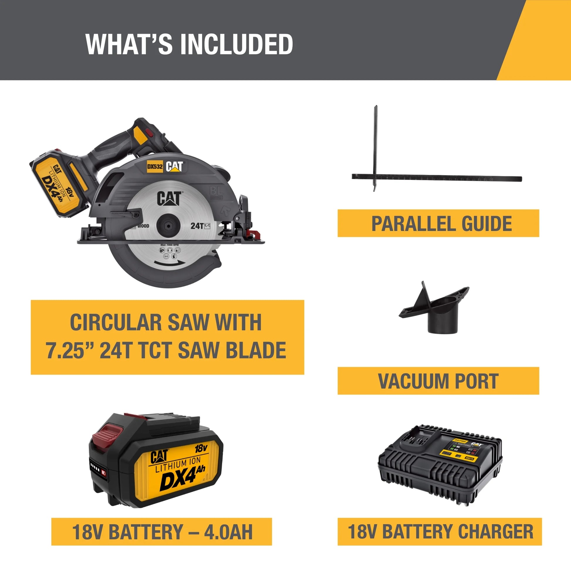 Caterpillar Cat DX532 18V 1 FOR ALL 7-1/4? Cordless Circular Saw with Brushless Motor