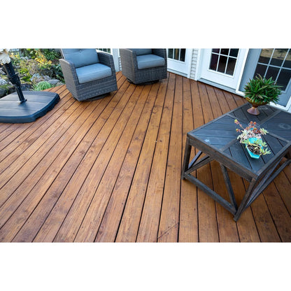 DEFY Extreme Wood Stain and Sealer in One - 5 Gallon Semi-Transparent Waterproof Coating for All Wood Types - Light Walnut