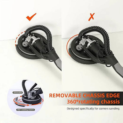 Garvee Drywall Sander,750W Electric Drywall Sander 7 Variable Speed 900-1800 RPM Sander with LED Light, 14 Pcs Sanding discs, Extendable Handle, Dust Hose, Storage Bag