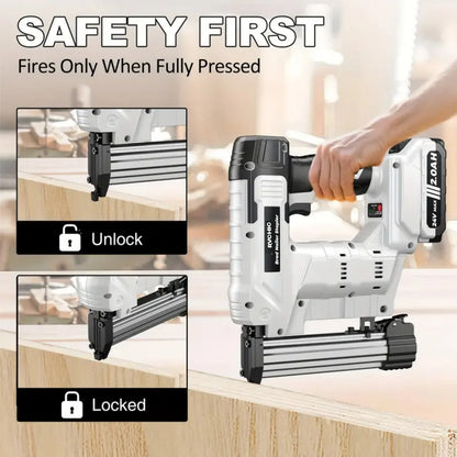 Rvchic 18 Gauge Cordless Brad Nailer,2-in-1 21V Electric Brad Nailer Stapler for Woodworking,Home Improvement,Include 1*2000mAh Battery and 1000pcs Nails