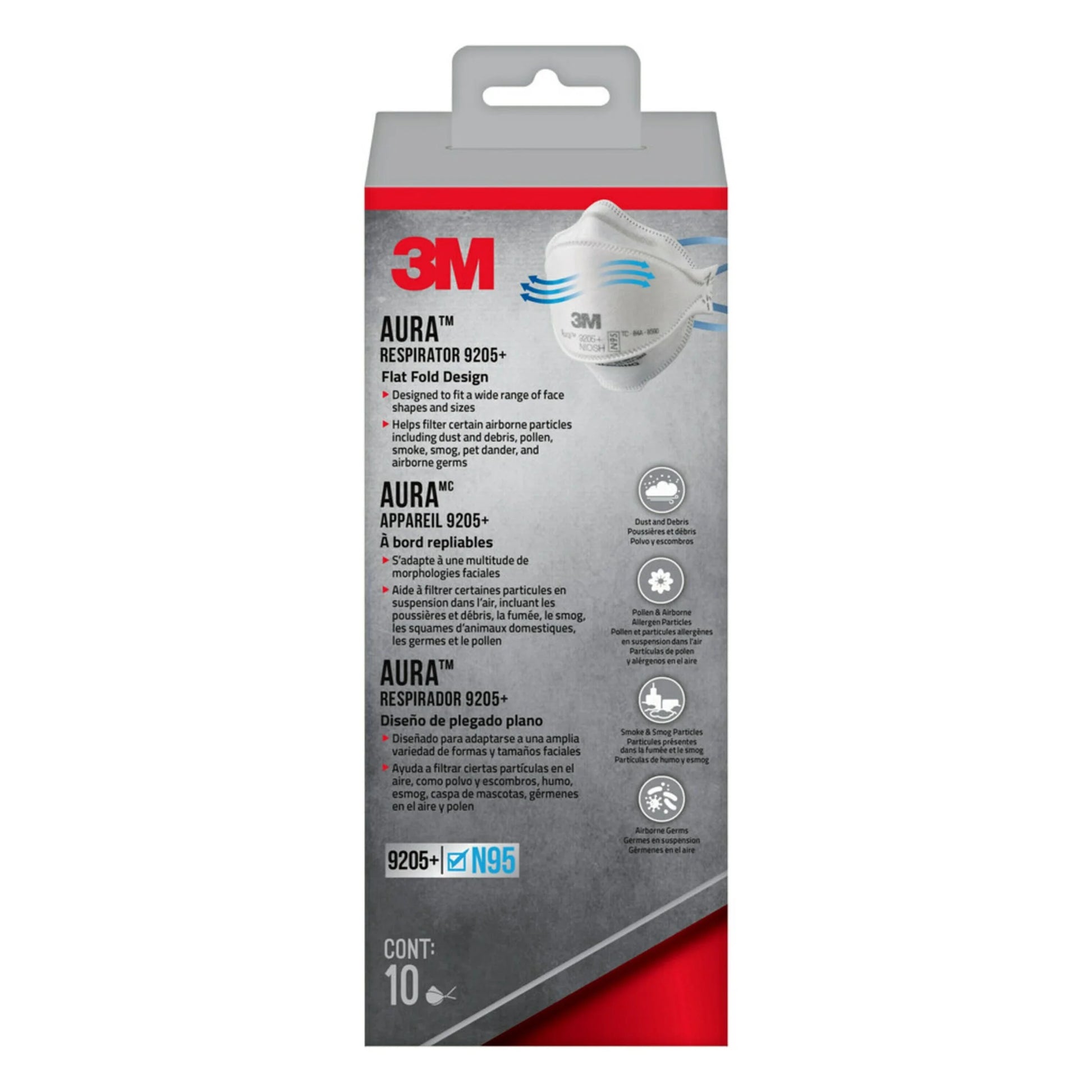 (4 pack) 3M N95 Aura Particulate Respirator 9205+, 10 Pack