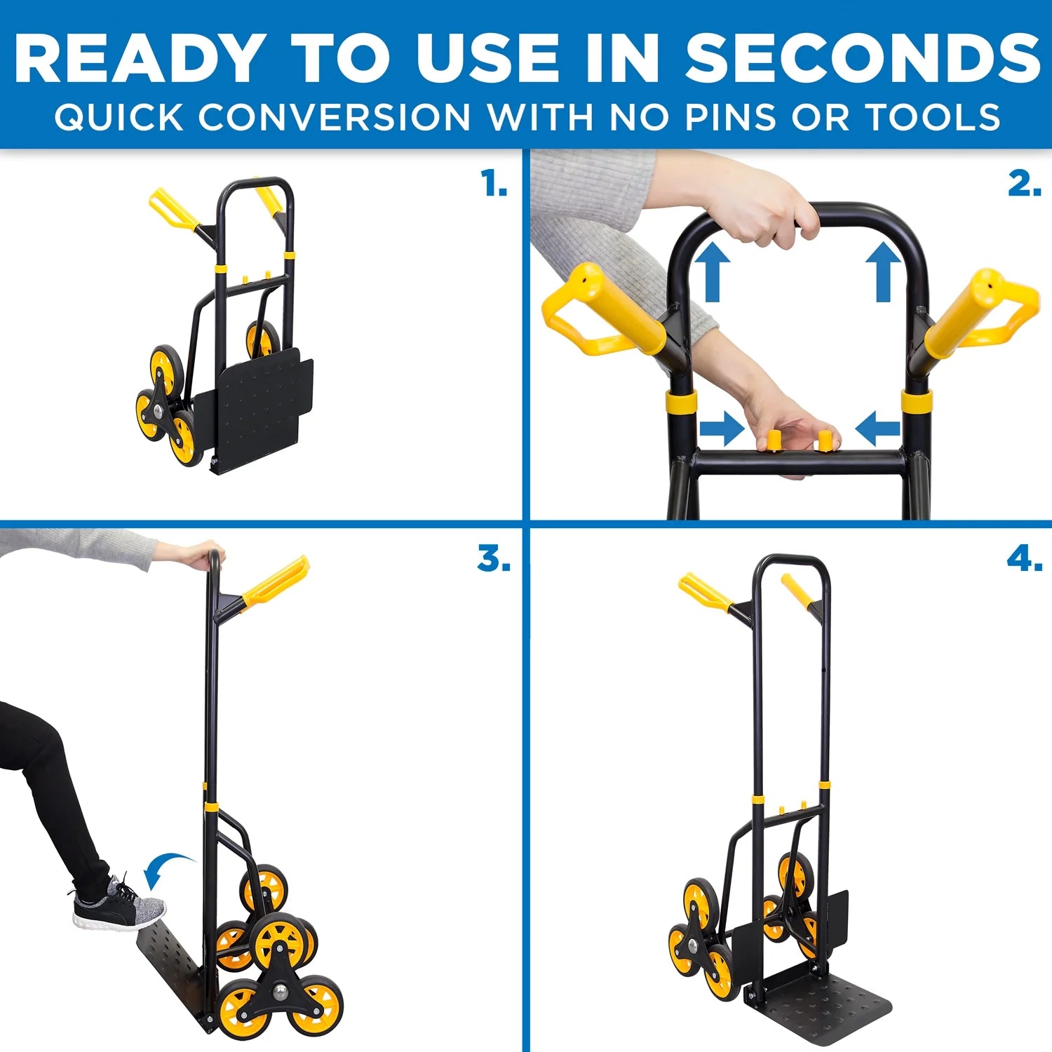 Mount-It! Stair Climber Hand Truck and Dolly , 264 lbs. Capacity Heavy-Duty Trolley Cart