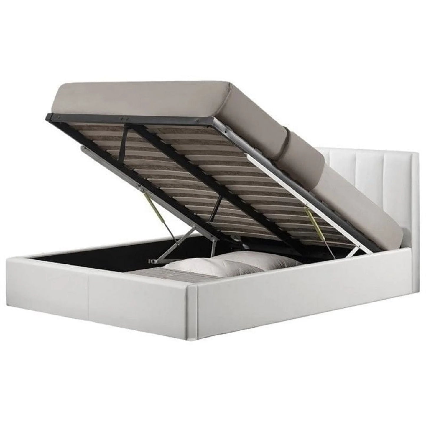 Atlin Designs Upholstered Queen Faux Leather Storage Bed in White