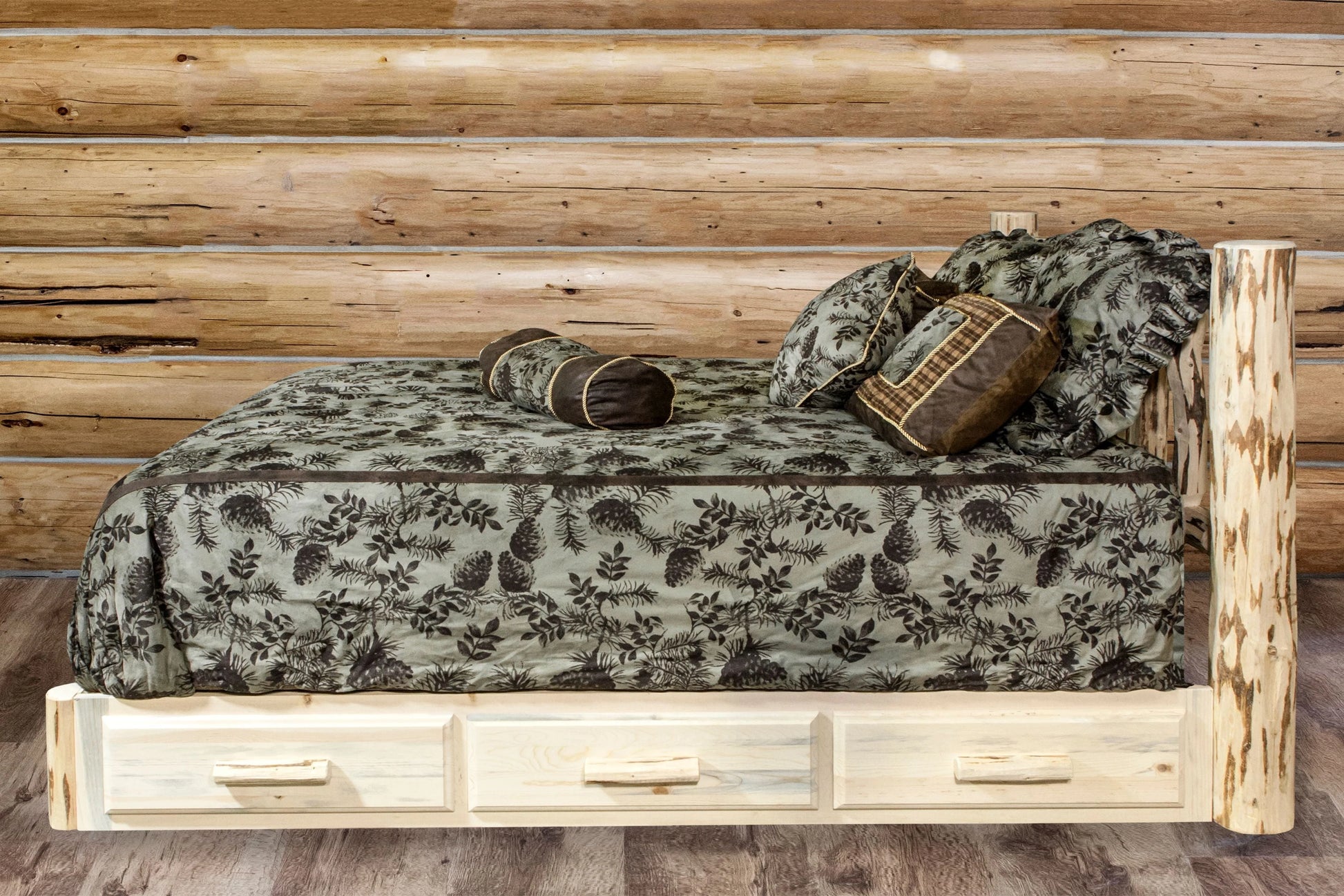 Montana Woodworks Collection King Platform Bed with Storage, Clear Lacquer Finish