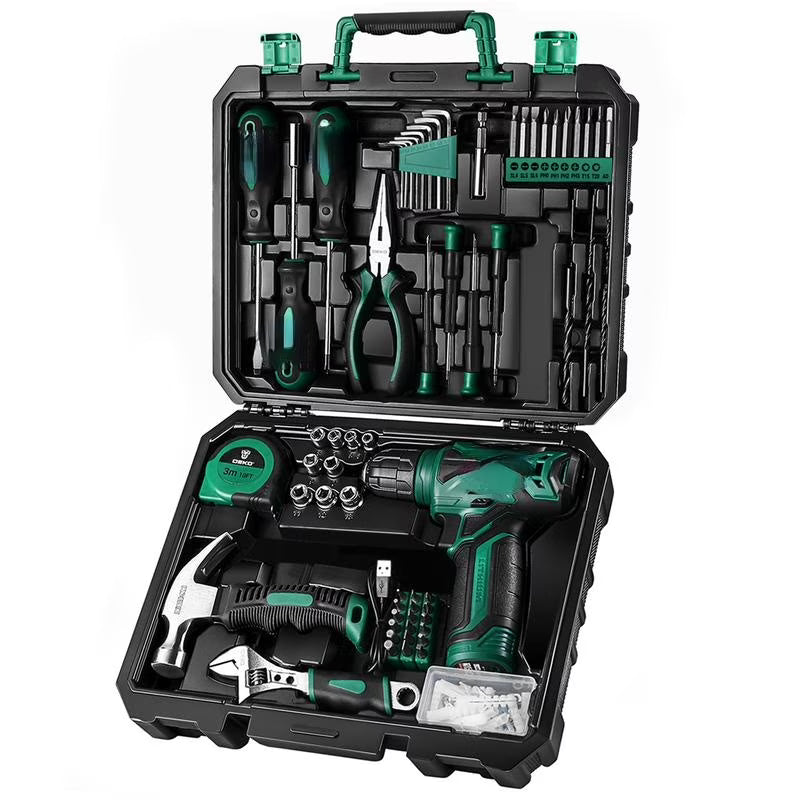 126-Piece Pink Household Tool Set with 8V Cordless Drill, Rechargeable Battery, All-in-One Compact Tools kit, Perfect , Ideal for Home Repairs & DIY Projects