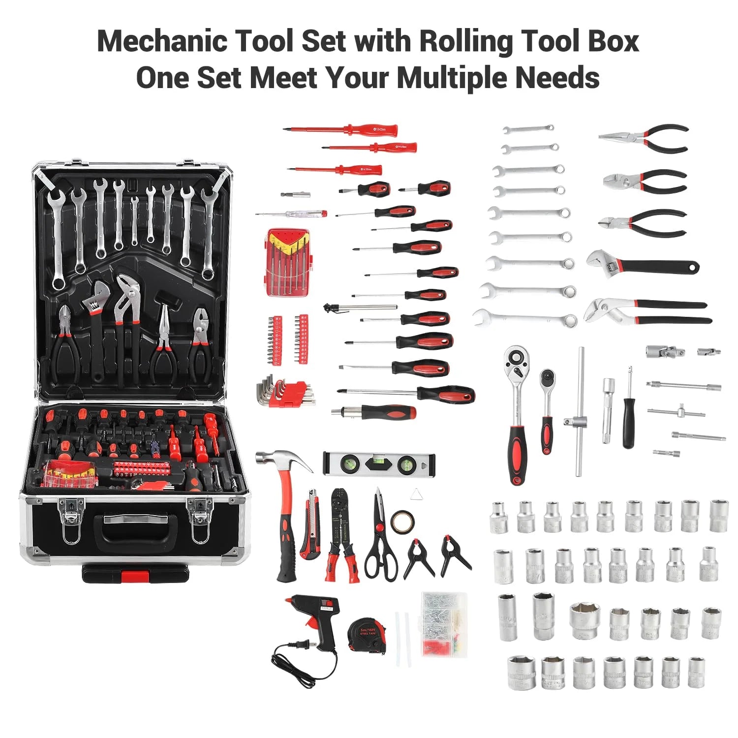 800 Piece Tool Sets for Men, Tool Box with Tools, Tool Kit with Rolling Tool Box, Complete Tool Box Set, Household Tool Set, Aluminum Trolley Case Tool Sets, Gift on Father's Day