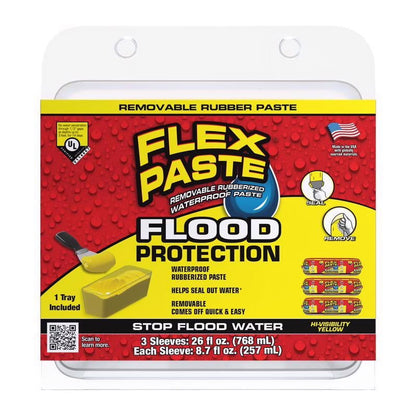 Flex Seal Family of Products 1026792 26 oz Rubber Coating Flood Protection, Yellow - Pack of 3
