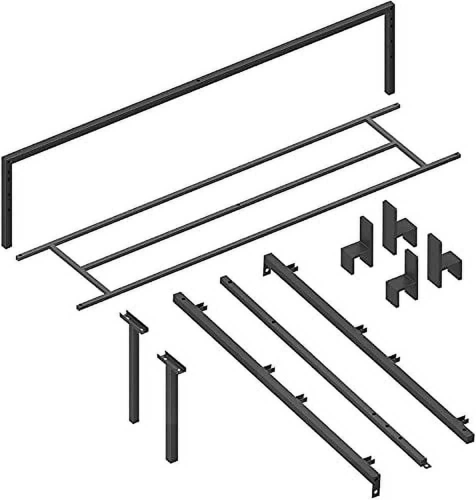 Queen Metal Platform Bed Frame with Sturdy Steel Bed Slats, Mattress Foundation, No Box Spring Needed Large Storage Space, Easy to Assemble, Non-Shaking and Non-Noise, Black