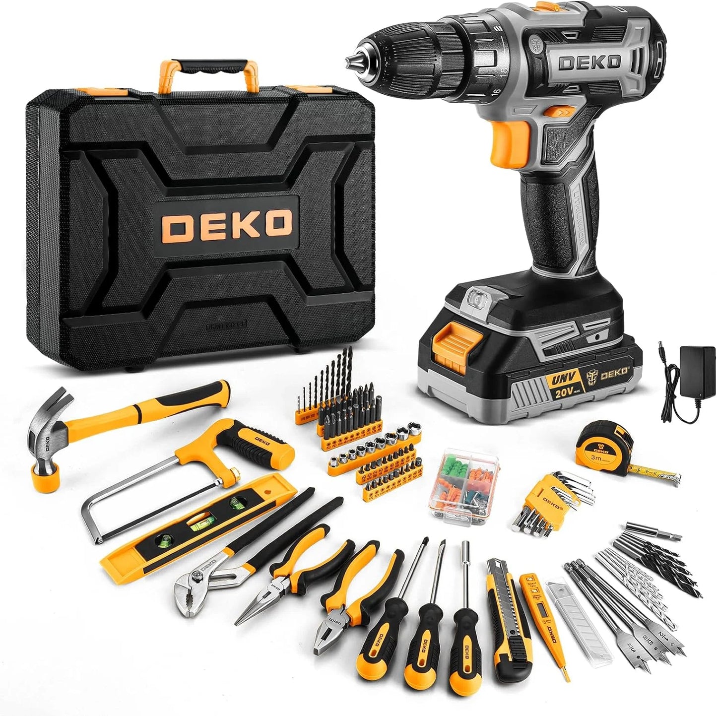 20V Cordless Power Drill Tool Kit Set with Battery Electric Drill Driver - Portable Home Repair Toolbox