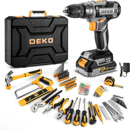 20V Cordless Power Drill Tool Kit Set with Battery Electric Drill Driver - Portable Home Repair Toolbox