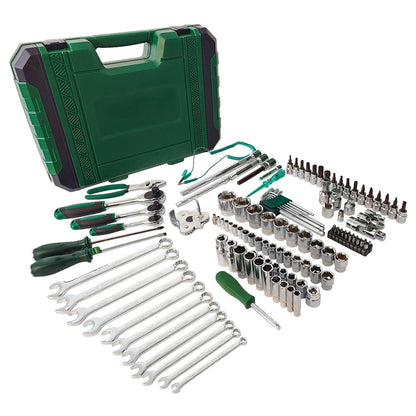 Dawot 124PC Mechanics Tool Set, Auto Repair Hand Tool Set, 1/2" 1/4" & 3/8" Drive Socket Tool Set - Including Ratchet Set Metric Sockets Wrenches Sets for Auto Repair Machine Repair