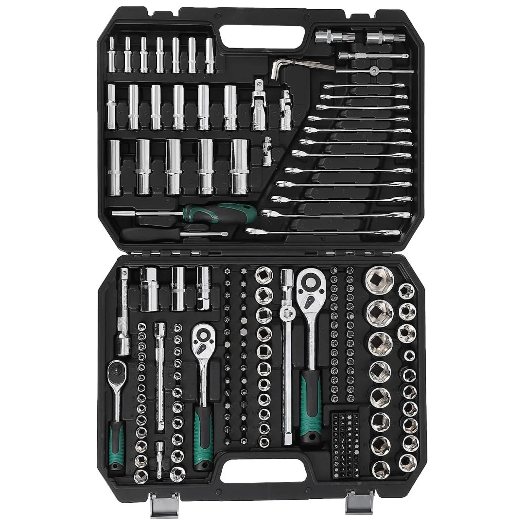 216 Pcs Tool Set, Professional Mechanic Tool Kit and Sockets Wrenches Set with Storage Box, Metric and Sae, Portable Drill Set for Diy, Home Maintenance, Workshops