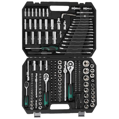 216 Pcs Tool Set, Professional Mechanic Tool Kit and Sockets Wrenches Set with Storage Box, Metric and Sae, Portable Drill Set for Diy, Home Maintenance, Workshops