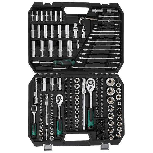 216 Pcs Tool Set, Professional Mechanic Tool Kit and Sockets Wrenches Set with Storage Box, Metric and Sae, Portable Drill Set for Diy, Home Maintenance, Workshops