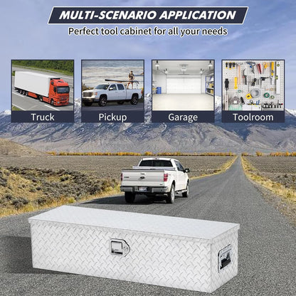 Mescukay 48" Aluminum Truck Tool Box for Pickup Truck Bed RV Toolbox, Heavy Duty Tool Storage Box, Waterproof Storage Organizer Chest with Handle and Lock, 48"x15"x15"
