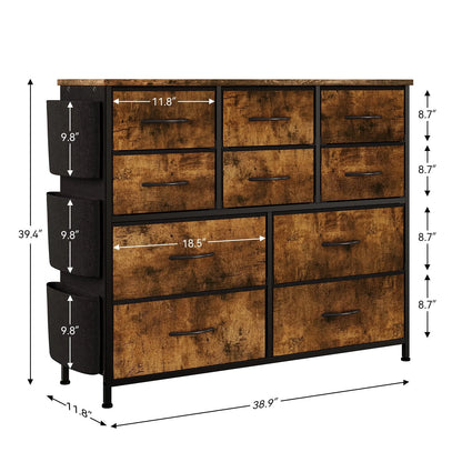 Kidlove Non-woven Fabric Drawer Cabinet with 10 Drawers, Fabric Storage Cabinet Dresser Organizer, for Bedroom Hallway Entryway Closets