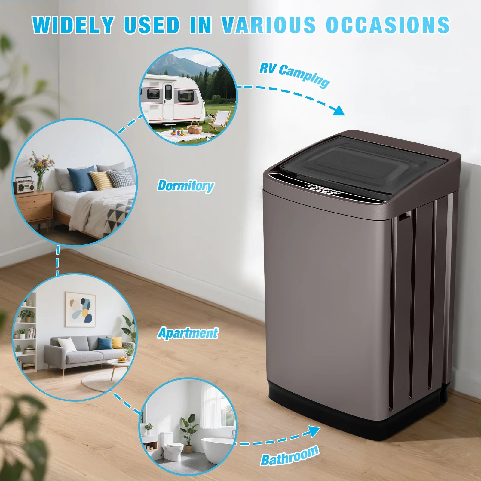 TABU Washer and Dryer Set, 17.6LBS Full Automatic Washing Machine & 8.8LBS Portable Dryer (Gray& White)
