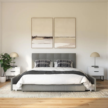 DHP Rose Tufted Upholstered Storage Bed Frame, Full, Gray Linen