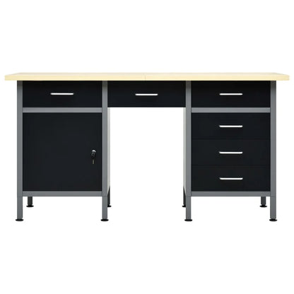 vidaXL Workbench Black 63"x23.6"x33.5" Steel