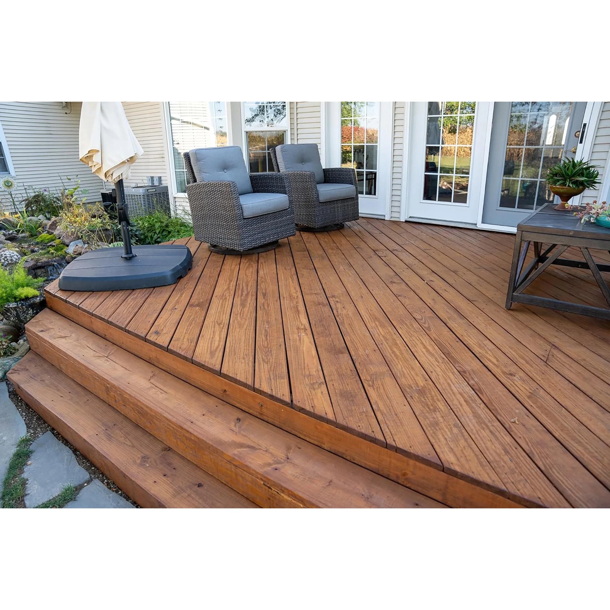 DEFY Extreme Wood Stain and Sealer in One - 5 Gallon Semi-Transparent Waterproof Coating for All Wood Types - Light Walnut