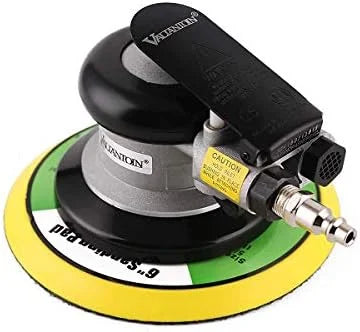6" Professional Air Random Orbital Palm Sander with 1pc 6" Backup Plate, Heavy Duty Dual Action Pneumatic Sander Silver